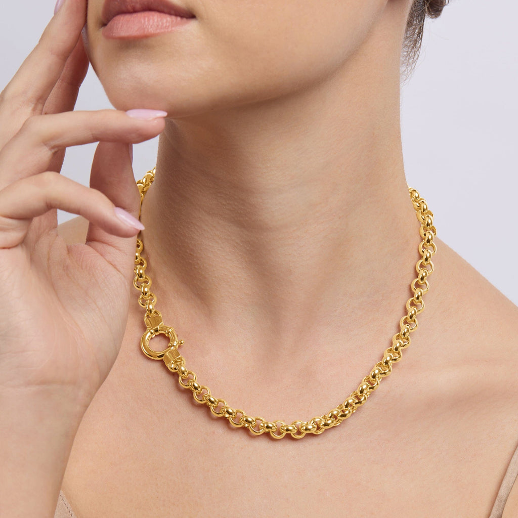 45cm Bolt Ring Belcher Necklace in 9kt Yellow Bonded Gold