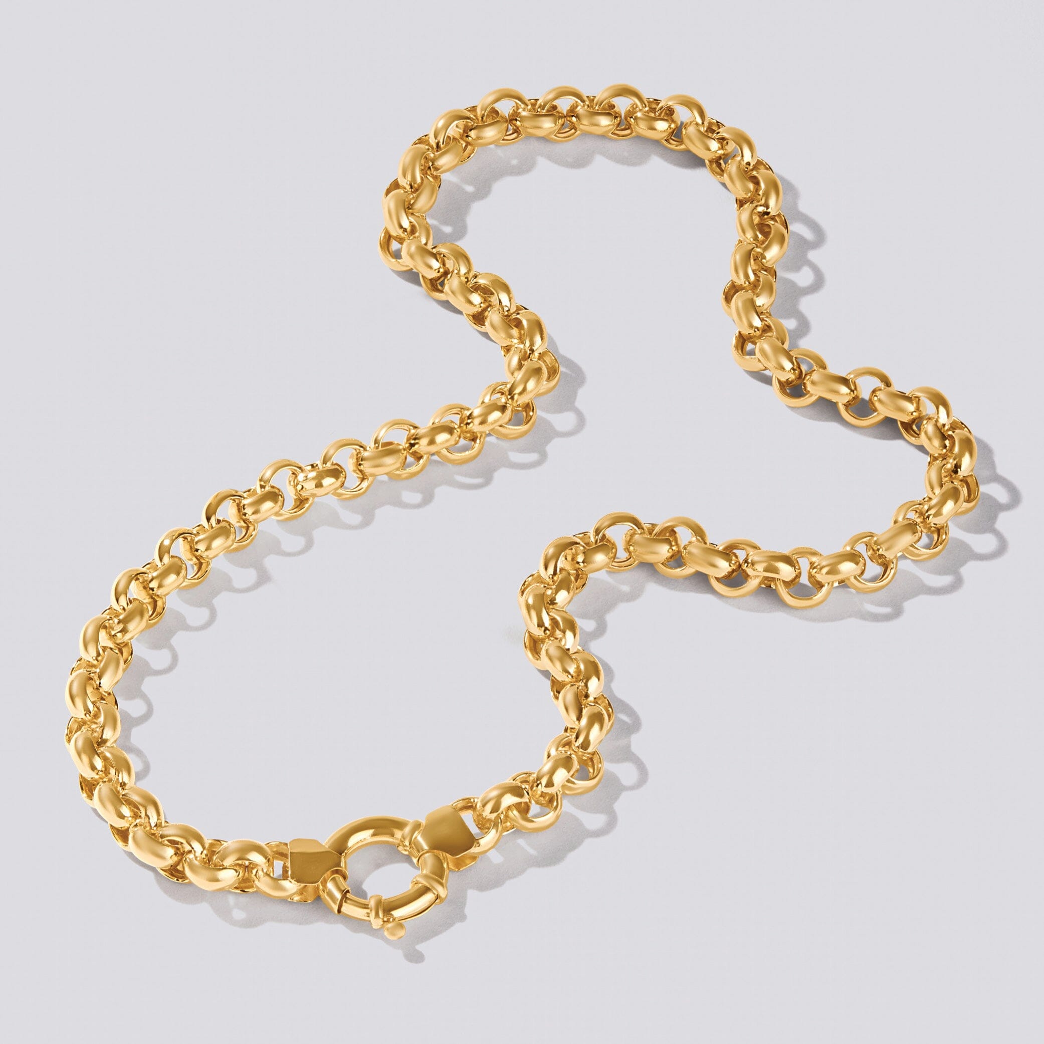 45cm Bolt Ring Belcher Necklace in 9kt Yellow Bonded Gold