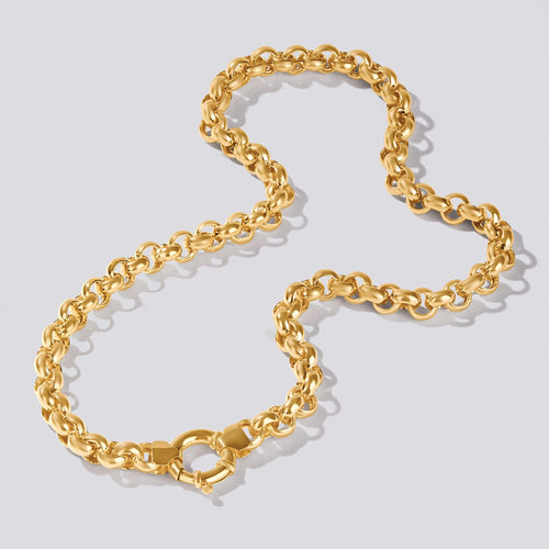 45cm Bolt Ring Belcher Necklace in 9kt Yellow Bonded Gold