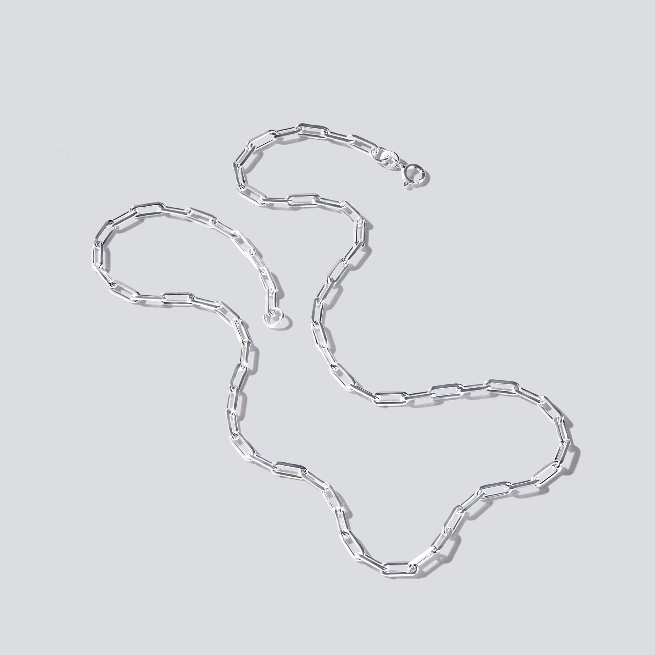45cm 3.2mm Width Paperclip Chain Necklace in Sterling Silver