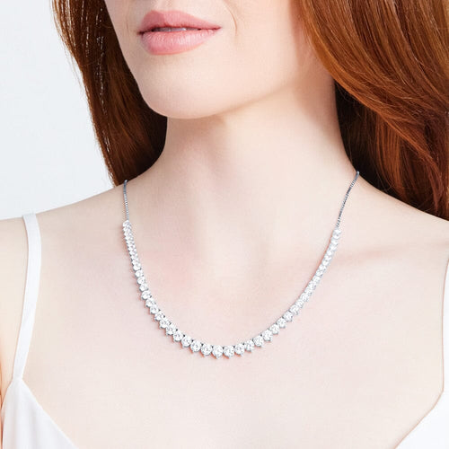 75cm Cubic Zirconia Tennis Bolo Necklace in Sterling Silver