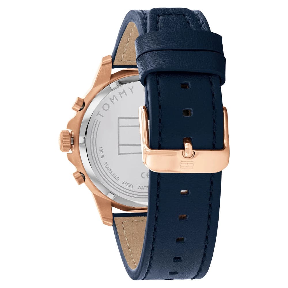Tommy Hilfiger Chronograph Blue Leather Strap Men Watch 1710475