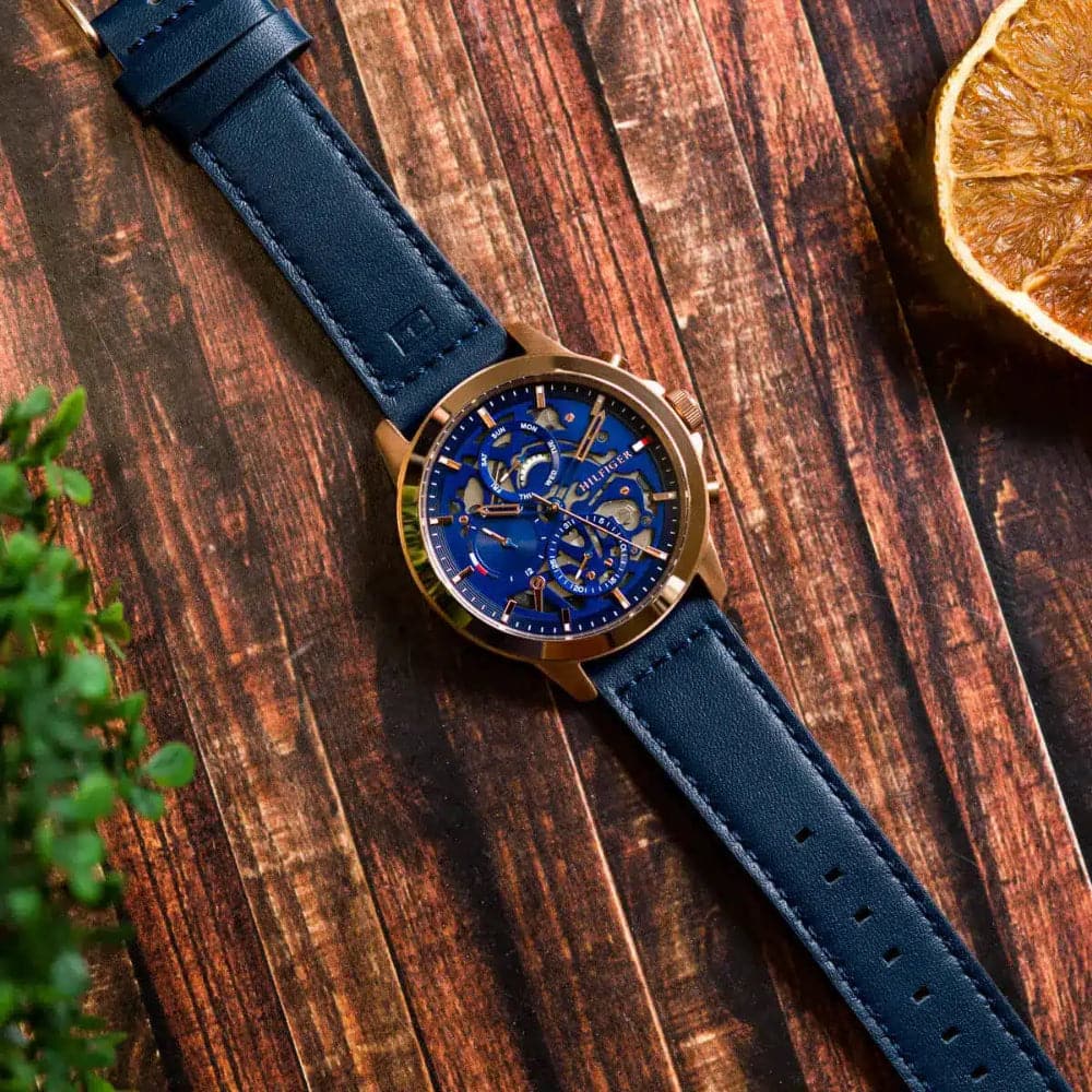 Tommy Hilfiger Chronograph Blue Leather Strap Men Watch 1710475