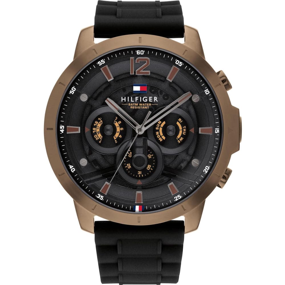 Tommy Hilfiger Chronograph Black Dial Silicone Strap Men Watch 1710491