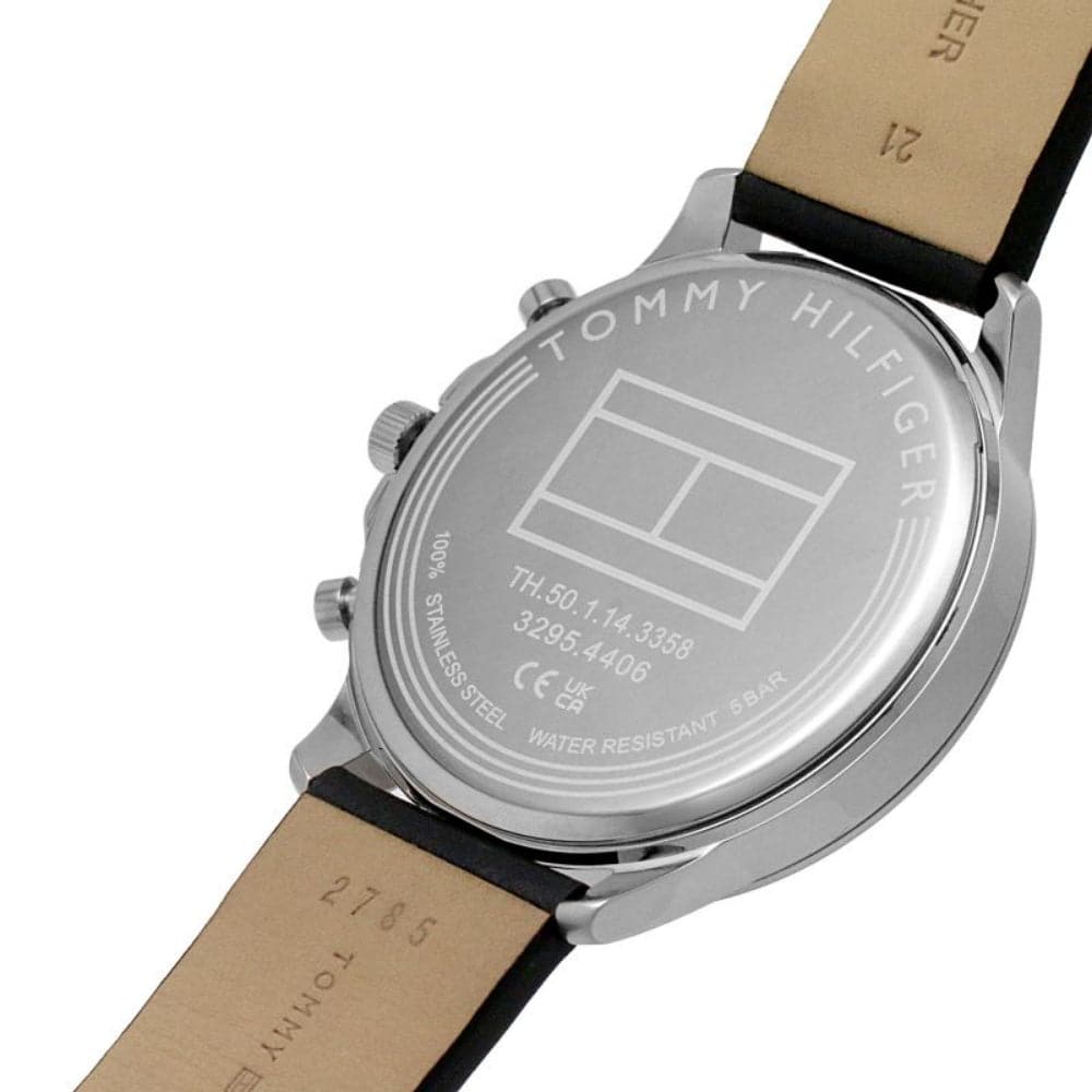 Tommy Hilfiger Chronograph Black Leather Strap Men Watch 1710495