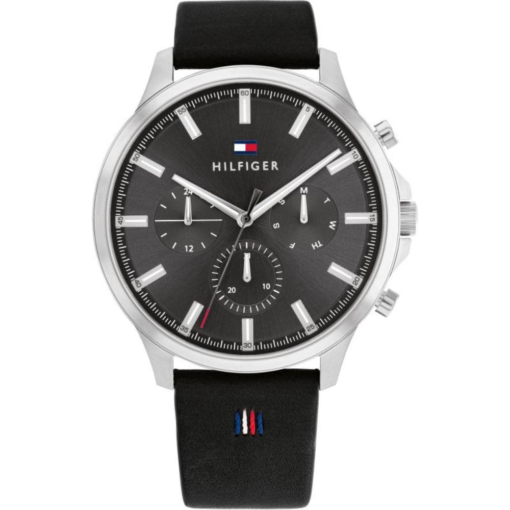 Tommy Hilfiger Chronograph Black Leather Strap Men Watch 1710495