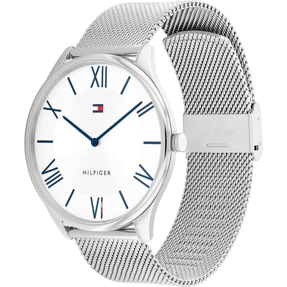 Tommy Hilfiger White Dial Silver Milanese Strap Men Watch 1710512