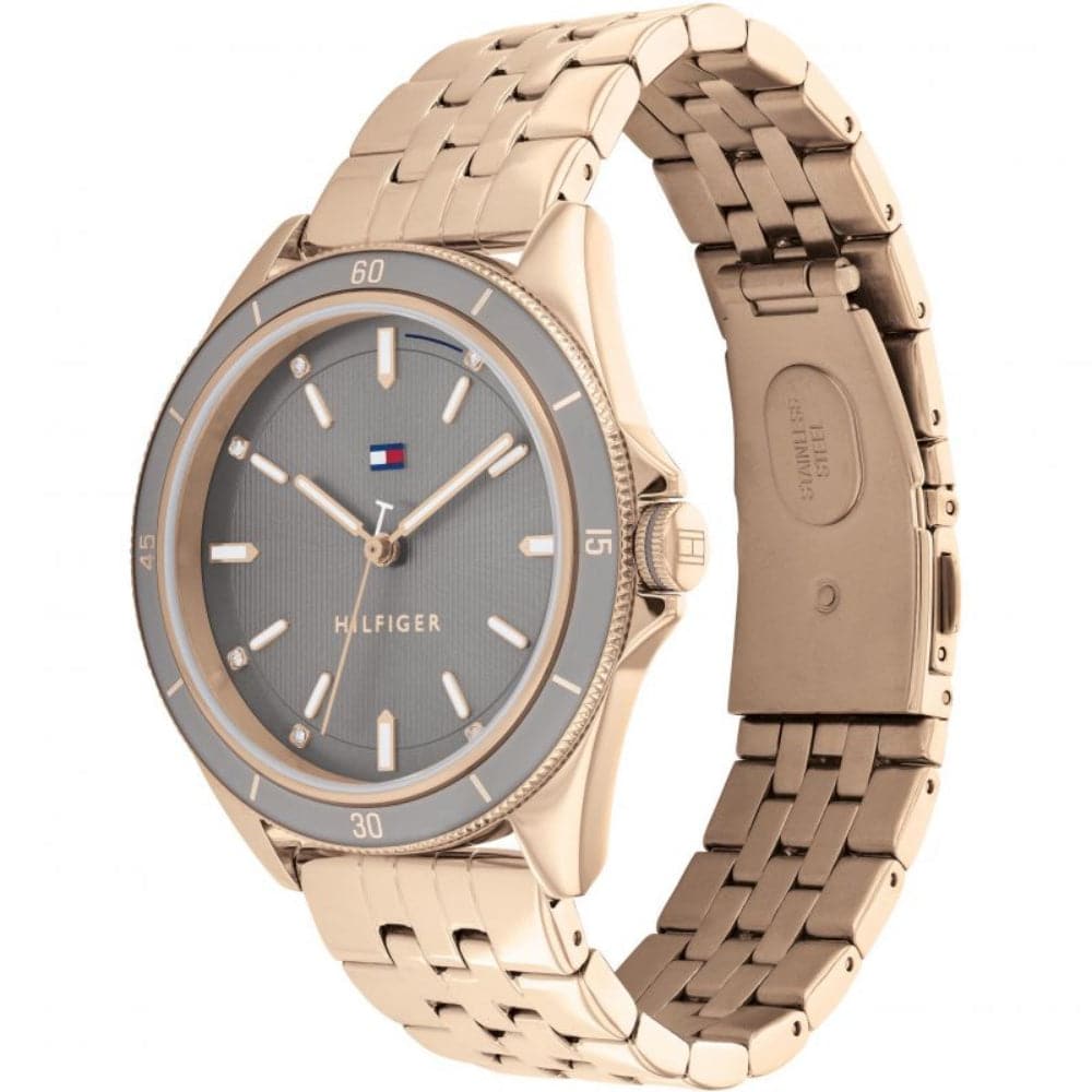 Tommy Hilfiger Gray Dial Rose Gold Stainless Steel Strap Women Watch 1782482