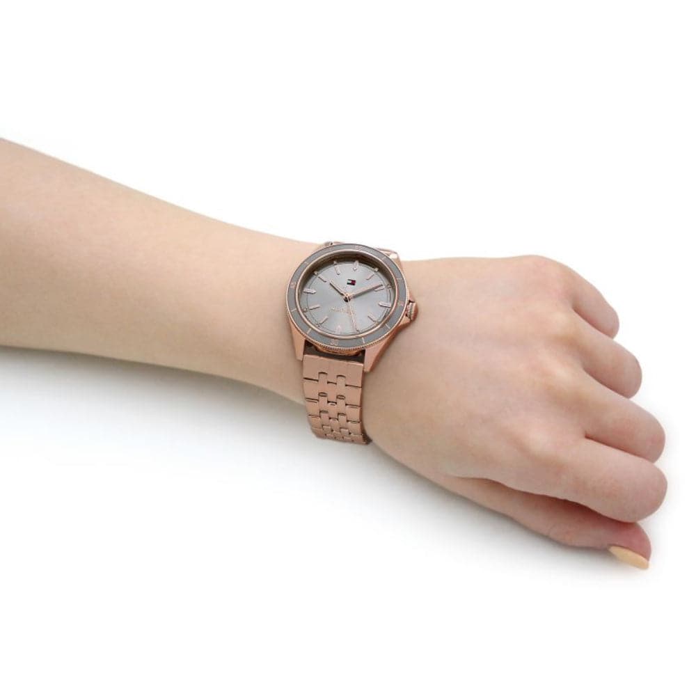 Tommy Hilfiger Gray Dial Rose Gold Stainless Steel Strap Women Watch 1782482