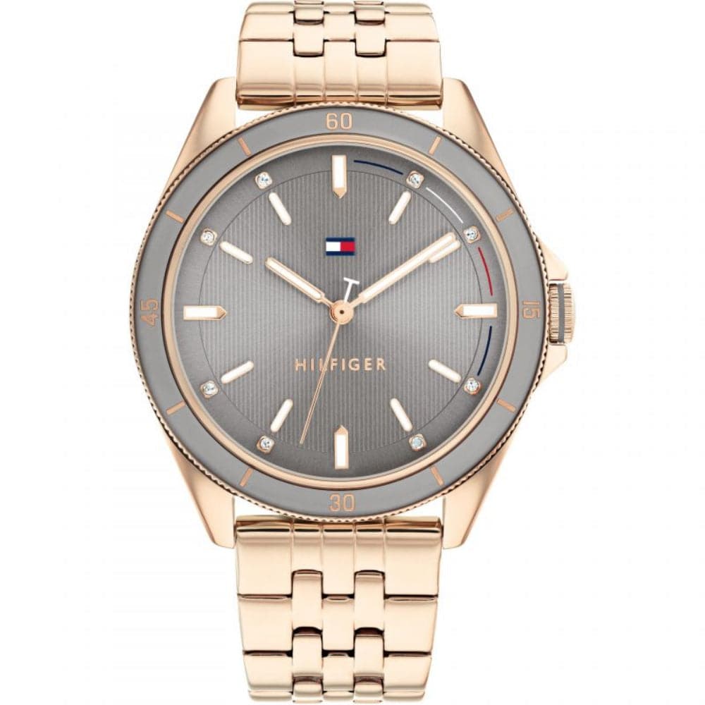 Tommy Hilfiger Gray Dial Rose Gold Stainless Steel Strap Women Watch 1782482