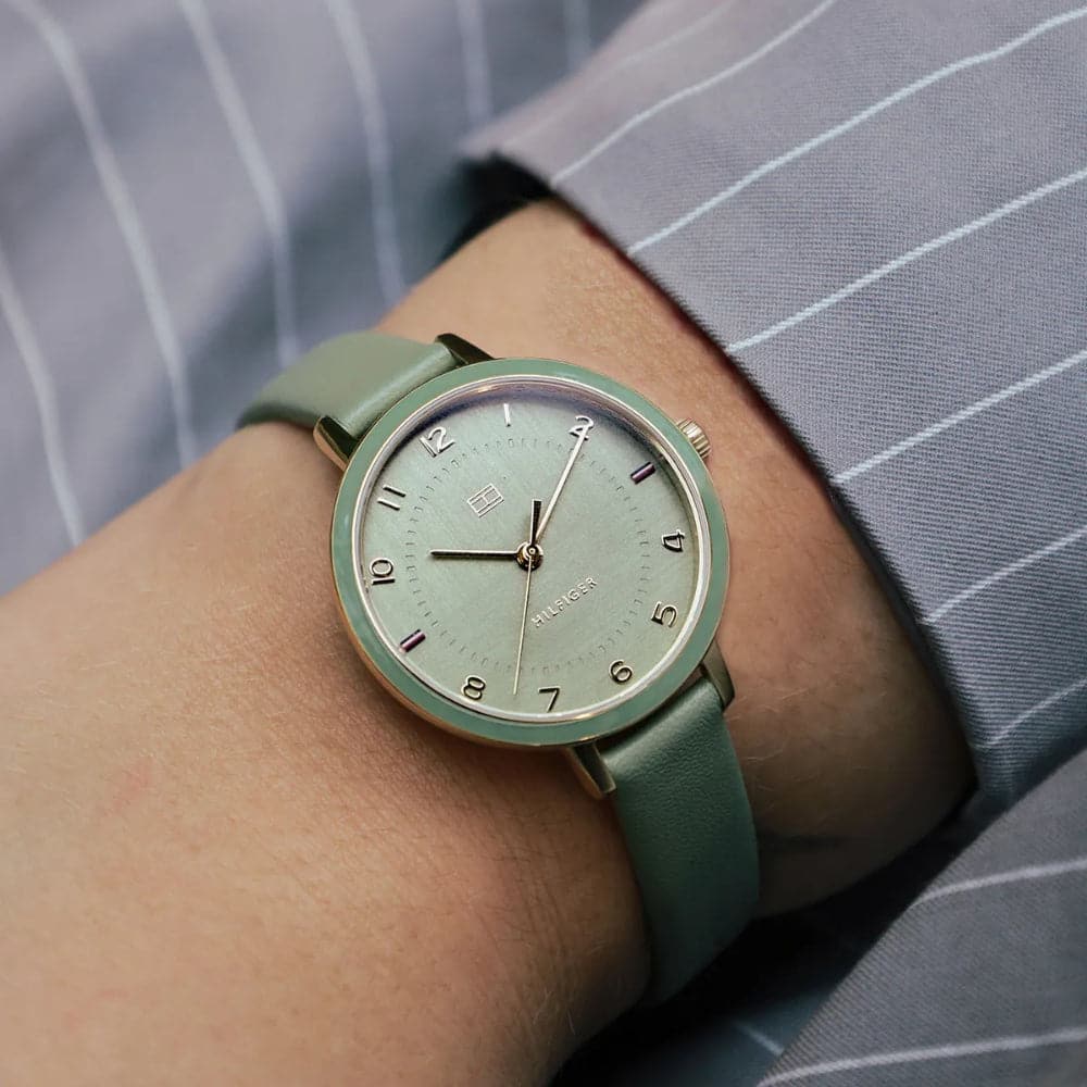 Tommy Hilfiger Florence Green Dial & Leather Strap Women Watch 1782583