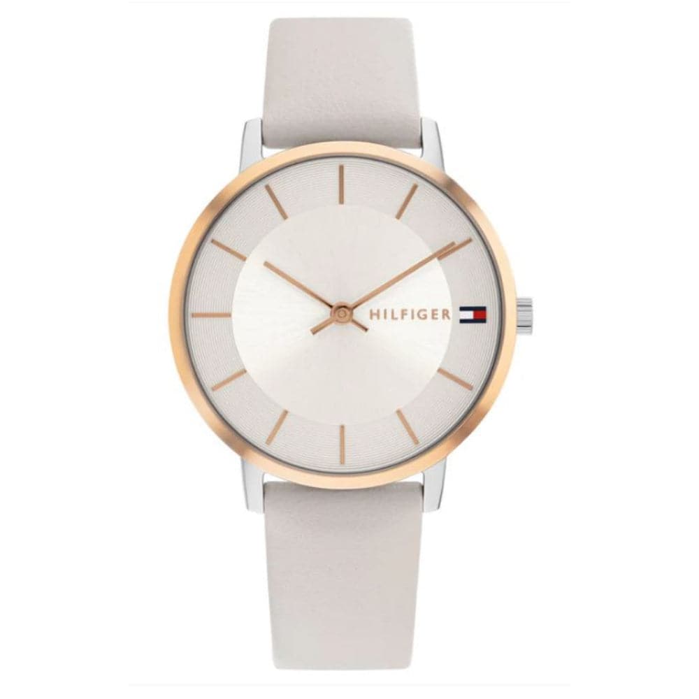 Tommy Hilfiger Silver Leather Strap Unisex Watch 1782671