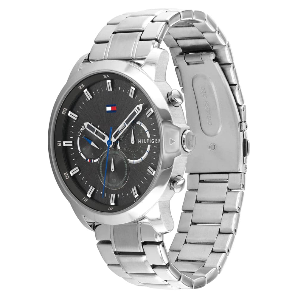 Tommy Hilfiger Chronograph Black Dial Silver Stainless Steel Strap Men Watch 1791794