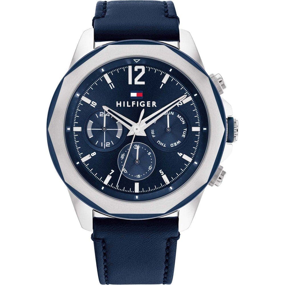 Tommy Hilfiger Chronograph Blue Leather Strap Men Watch 1792063