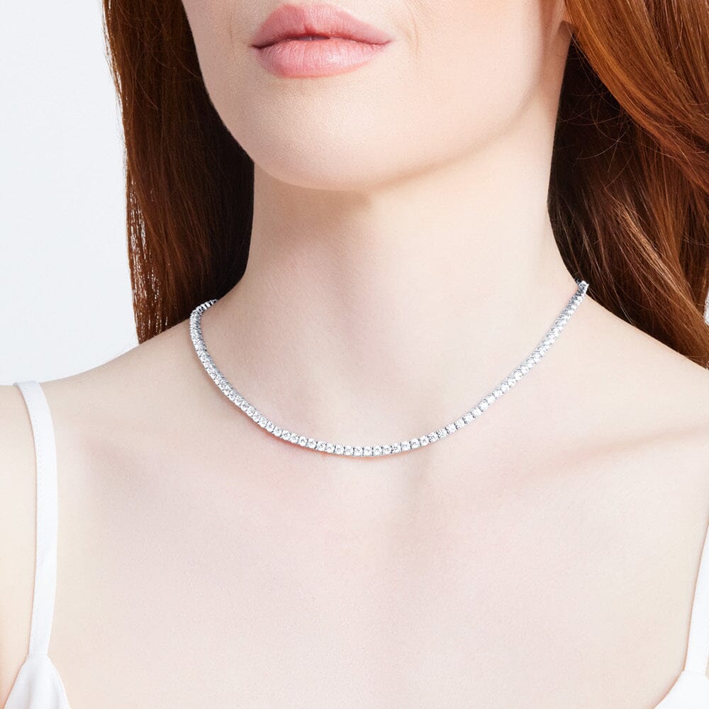 41cm 3mm Claw Set Cubic Zirconia Tennis Necklace in Sterling Silver