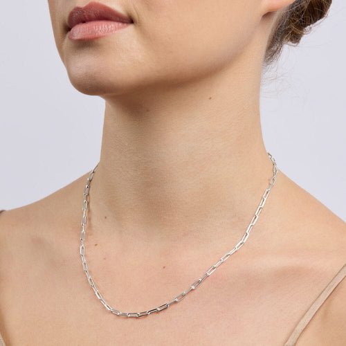 45cm 3.2mm Width Paperclip Chain Necklace in Sterling Silver