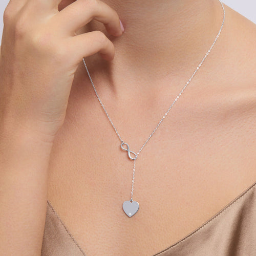 50cm Infinity Loop Heart Necklace in Sterling Silver