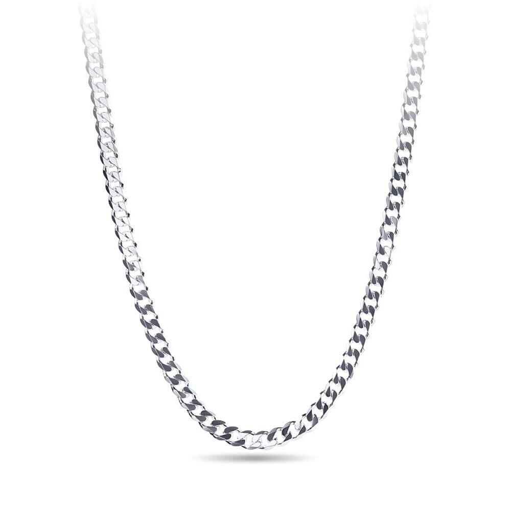 55cm 5.4mm Width Flat Curb Necklace in Sterling Silver