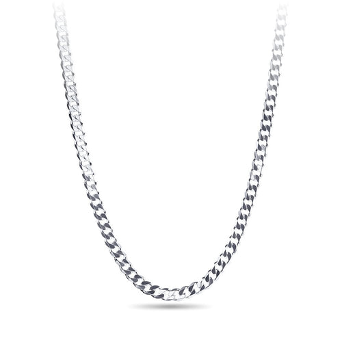 55cm 5.4mm Width Flat Curb Necklace in Sterling Silver