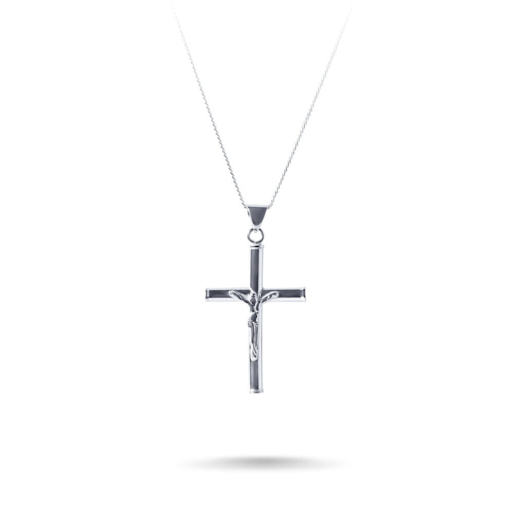 55cm Crucifix Cross Pendant Necklace in Sterling Silver