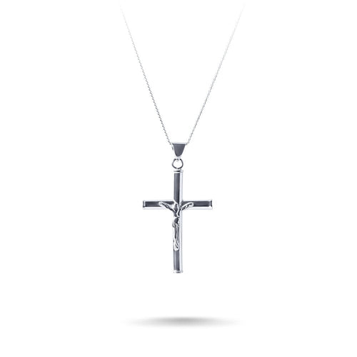 55cm Crucifix Cross Pendant Necklace in Sterling Silver