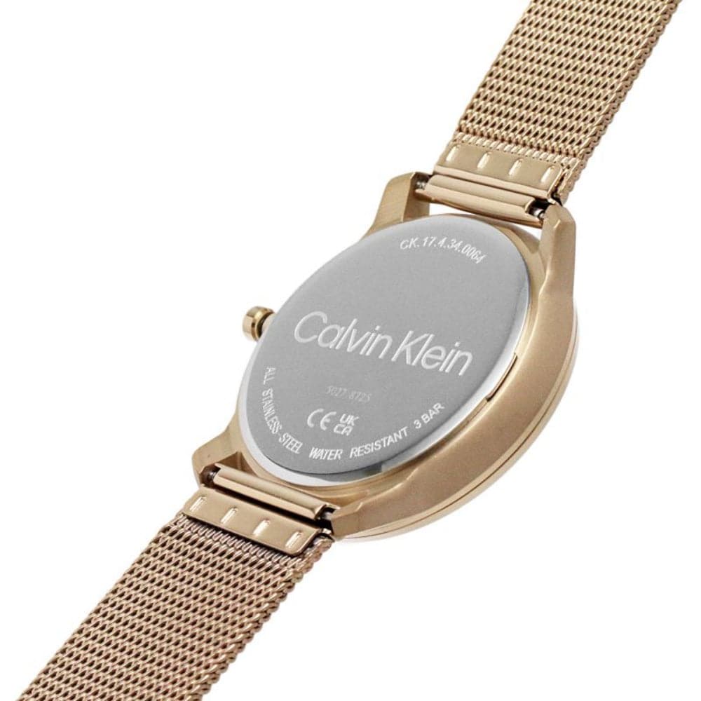 Calvin Klein Iconic Black Dial Rose Gold Milanese Strap Unisex Watch 25200029
