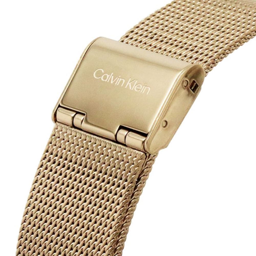 Calvin Klein Iconic Black Dial Rose Gold Milanese Strap Unisex Watch 25200029