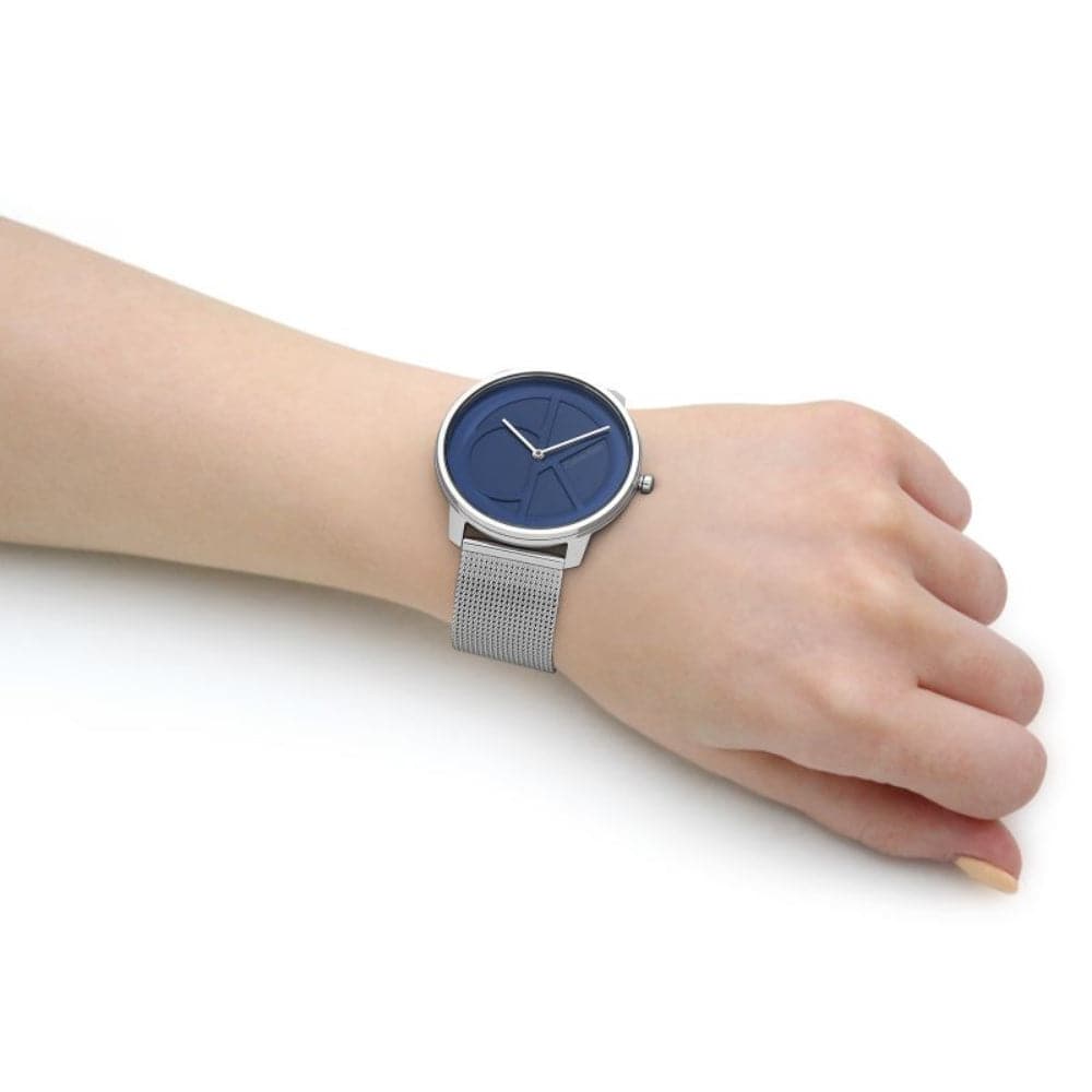 Calvin Klein Blue Dial Silver Milanese Strap Unisex Watch 25200031