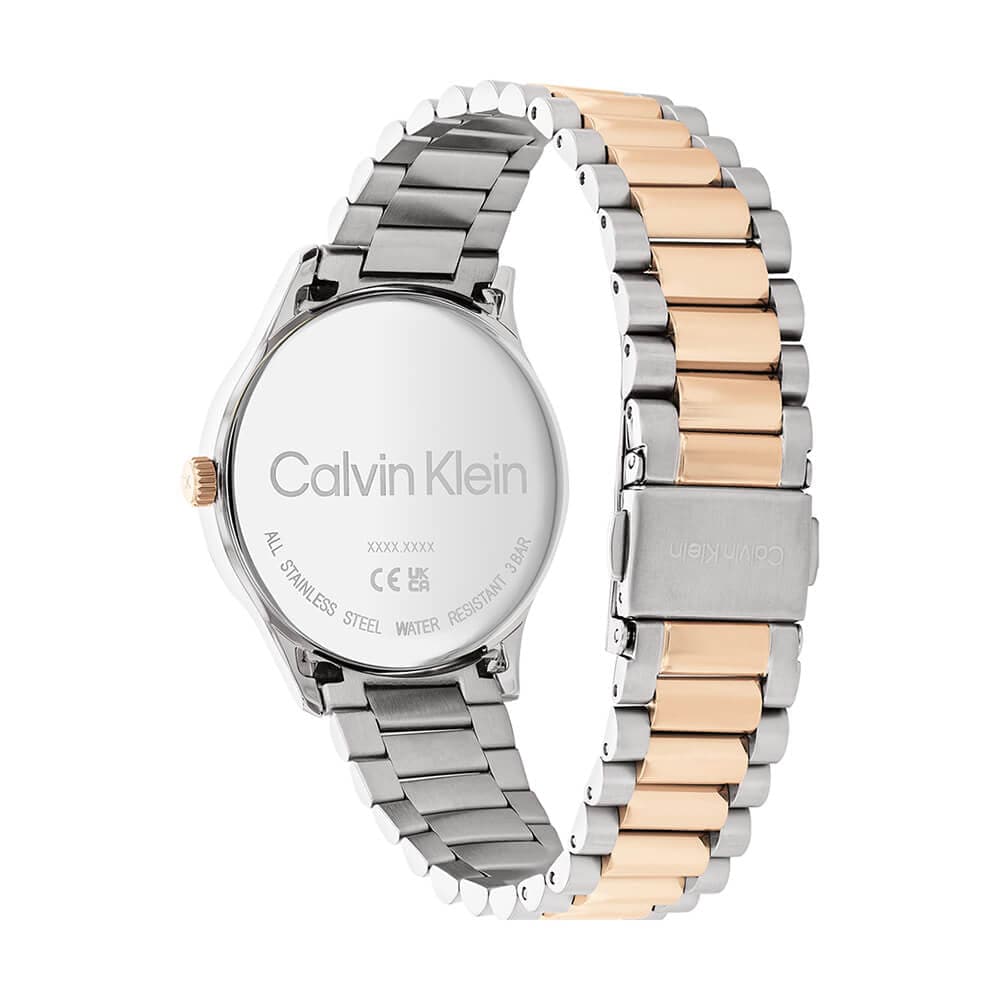 Calvin Klein Silver Dial Two-Tone Stainless Steel Strap Unisex Watch 25200044