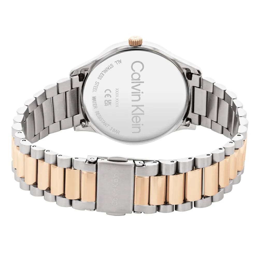 Calvin Klein Silver Dial Two-Tone Stainless Steel Strap Unisex Watch 25200044