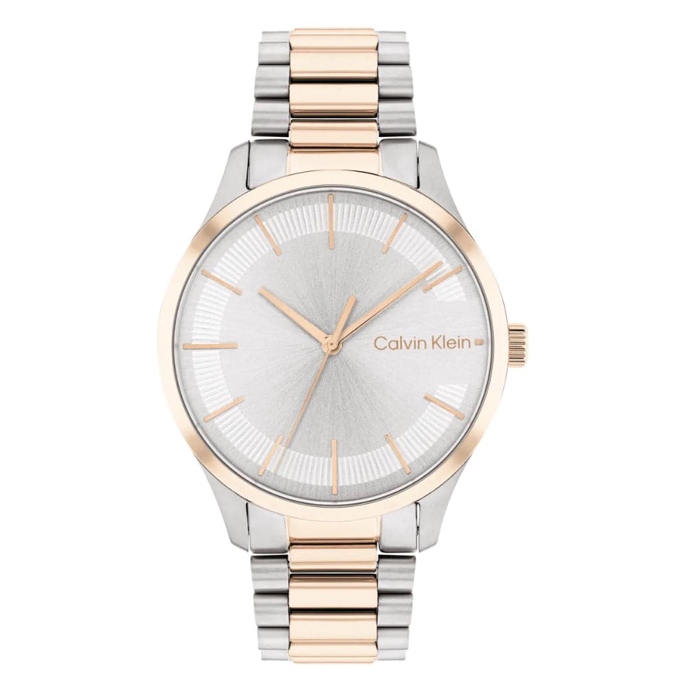 Calvin Klein Silver Dial Two-Tone Stainless Steel Strap Unisex Watch 25200044