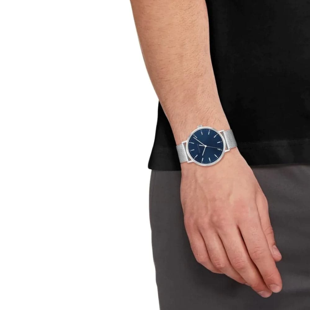 Calvin Klein Blue Dial Silver Milanese Strap Men Watch 25200045