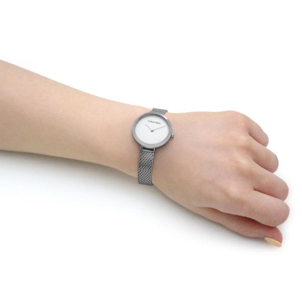 Calvin Klein Minimalistic Silver Milanese Strap Women Watch 25200082