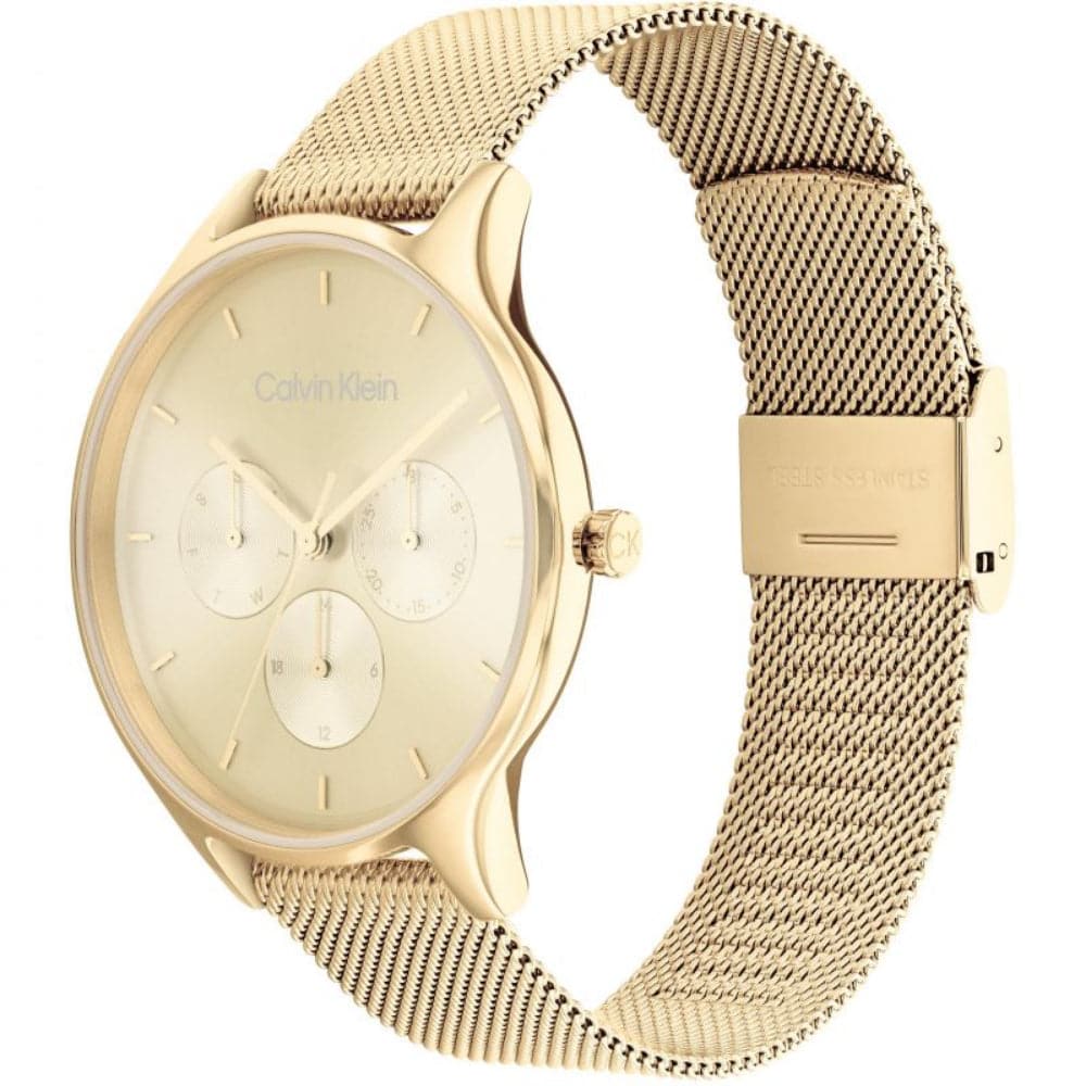 Calvin Klein Chronograph Gold Dial Milanese Strap Women Watch 25200103