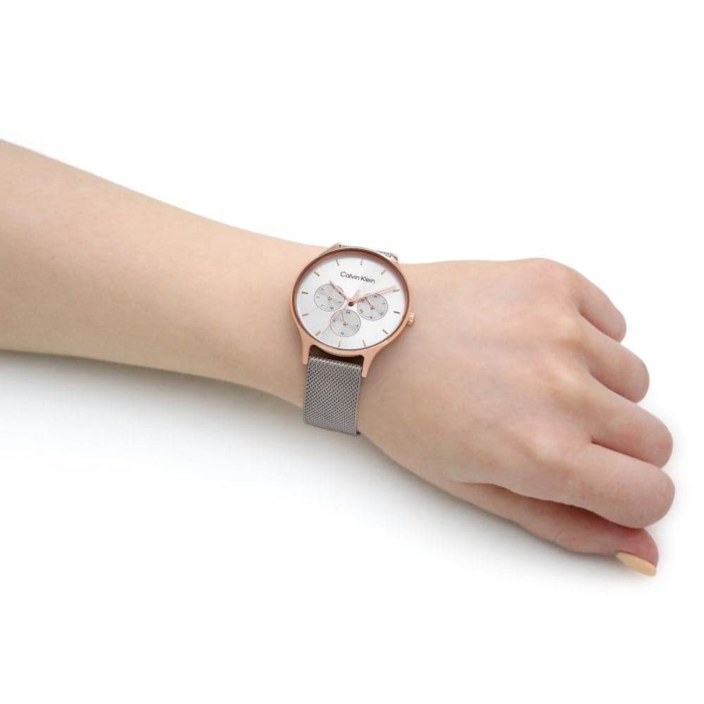 Calvin Klein Chronograph Silver Milanese Strap Women Watch 25200106
