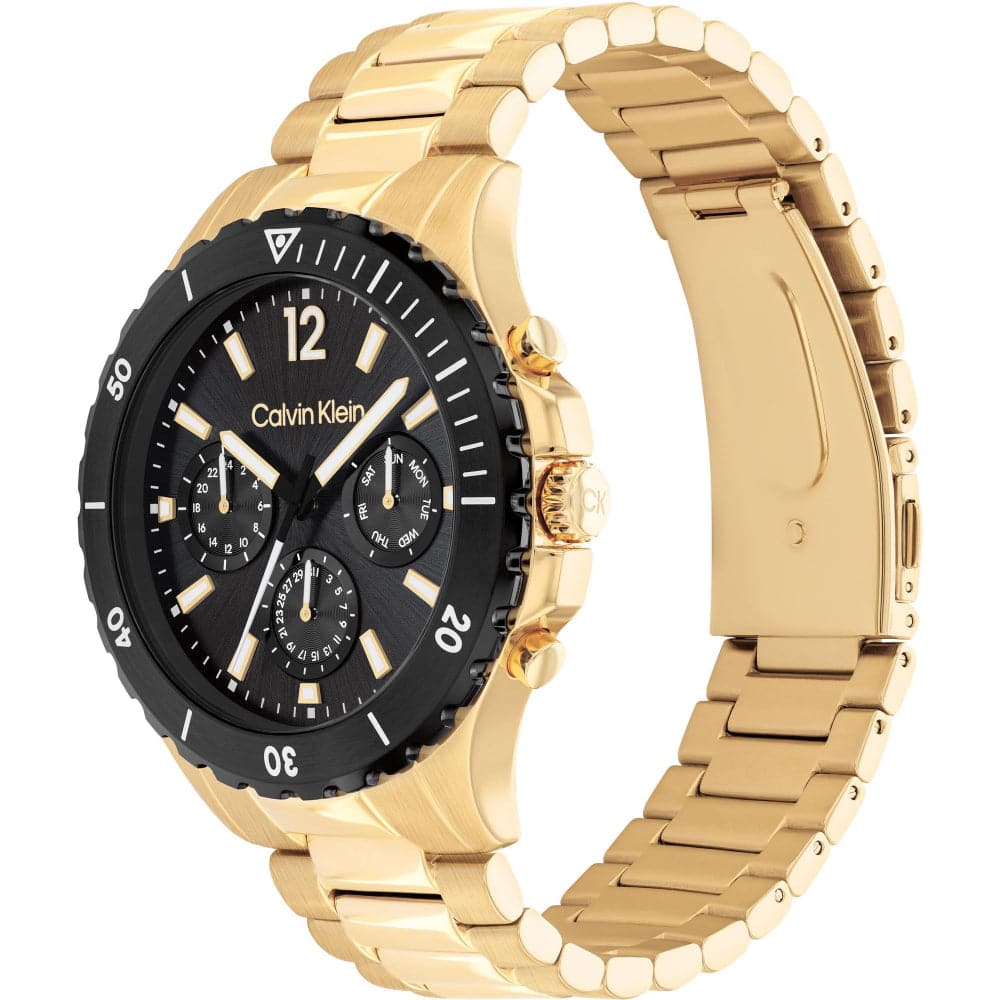 Calvin Klein Chronograph Black Dial Gold Stainless Steel Strap Men Watch 25200116