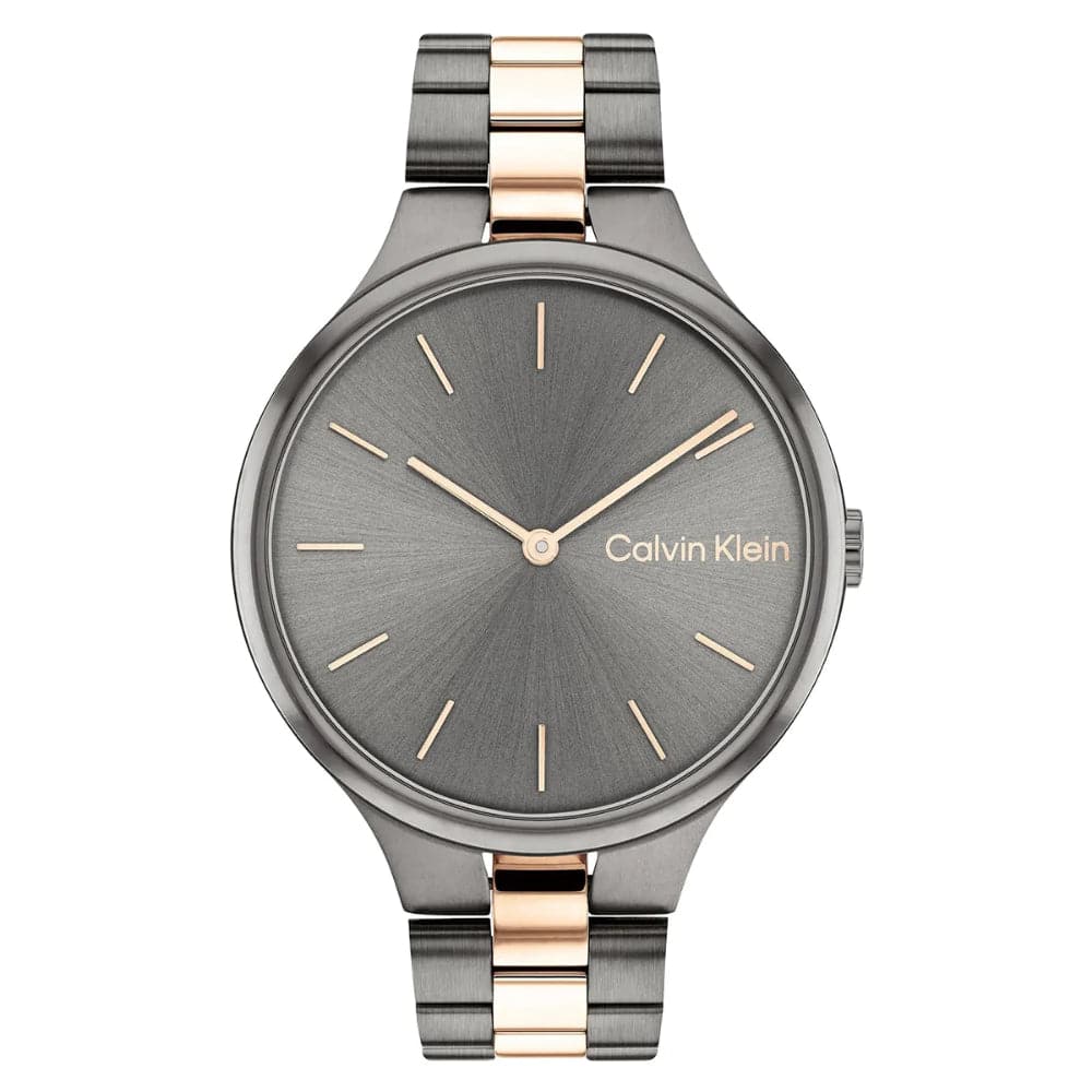 Calvin Klein Gray Dial Two-Tone Stainless Steel Strap Unisex Watch 25200127
