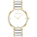 Calvin Klein Minimalistic White Dial Two-Tone Stainless Steel Strap Women Watch 25200134