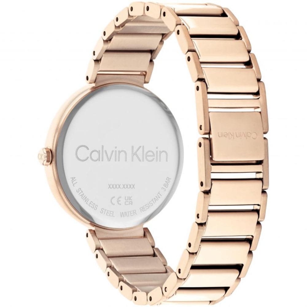 Calvin Klein Minimalistic White Dial Rose Gold Stainless Steel Strap Women Watch 25200135