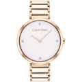 Calvin Klein Minimalistic White Dial Rose Gold Stainless Steel Strap Women Watch 25200135