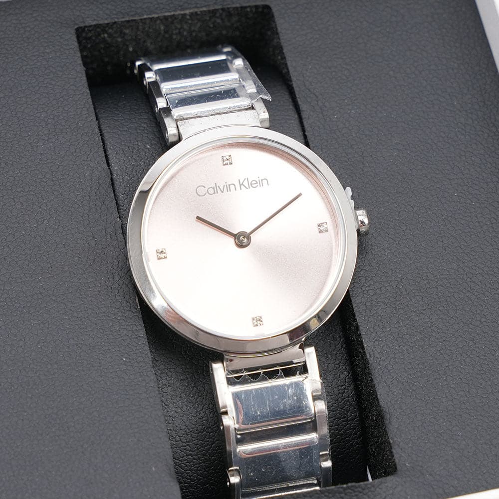 Calvin Klein Pink Dial Silver Stainless Steel Strap Women Watch 25200138