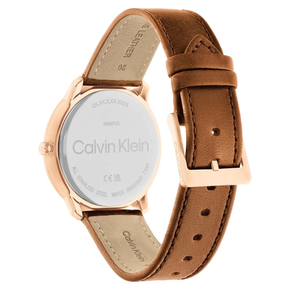 Calvin Klein Blue Dial Brown Leather Strap Men Watch 25200154