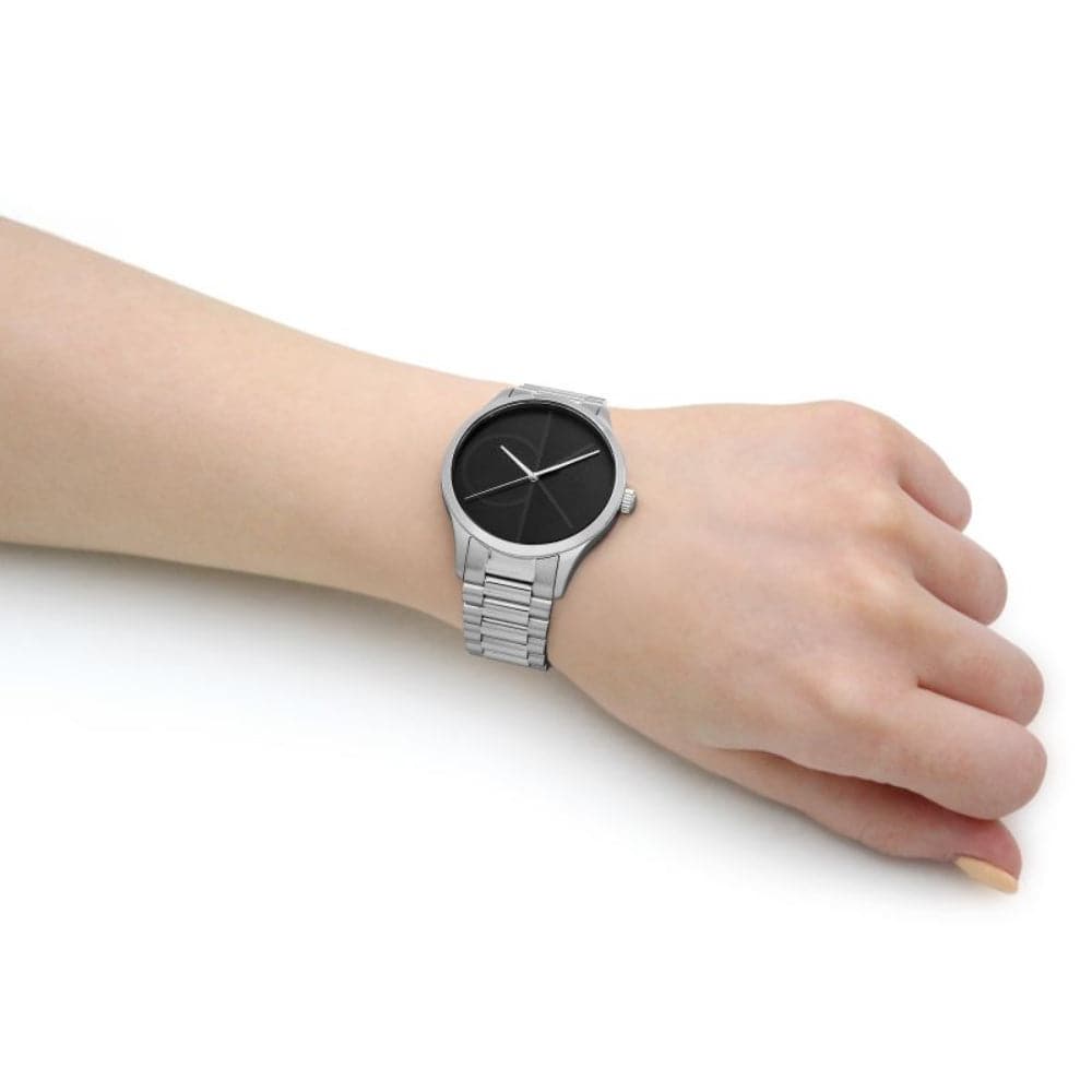 Calvin Klein Black Dial Silver Stainless Steel Strap Unisex Watch 25200163