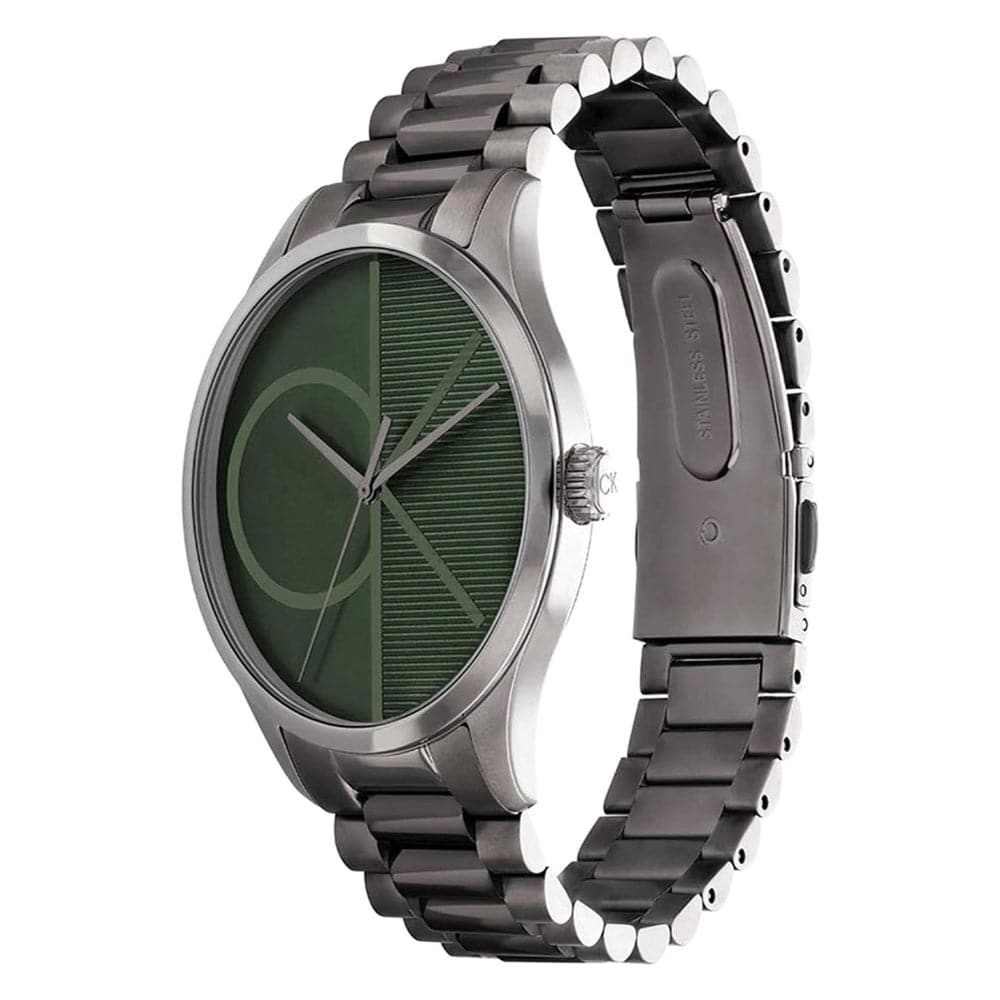 Calvin Klein Green Dial Gray Stainless Steel Strap Unisex Watch 25200164