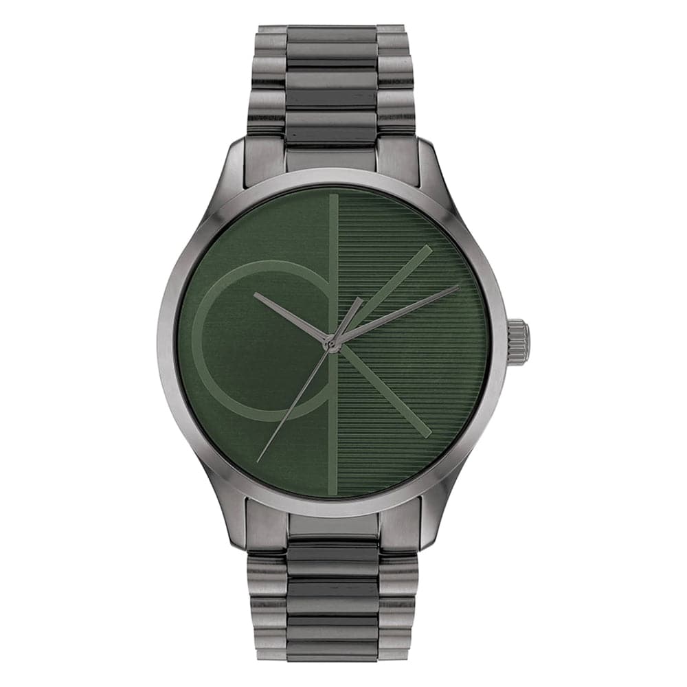 Calvin Klein Green Dial Gray Stainless Steel Strap Unisex Watch 25200164