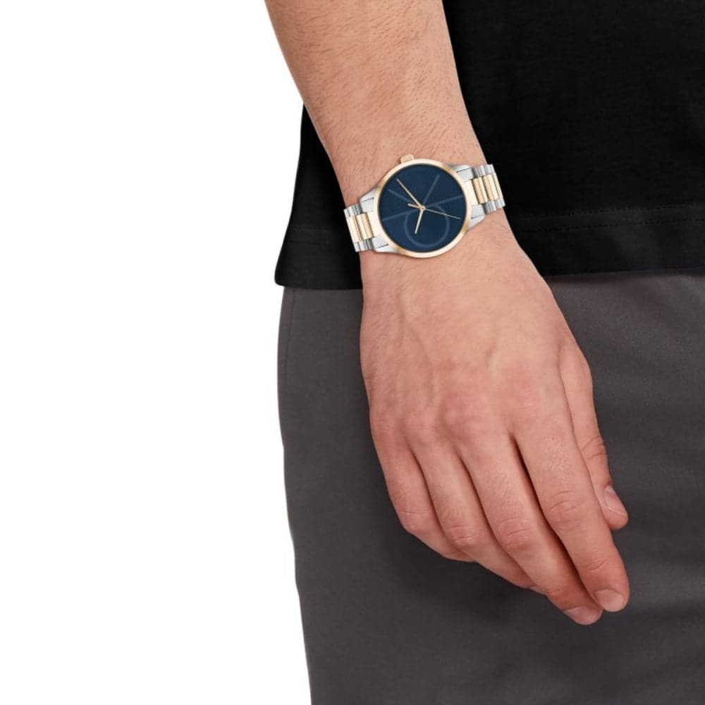 Calvin Klein Blue Dial Two-Tone Stainless Steel Strap Unisex Watch 25200165