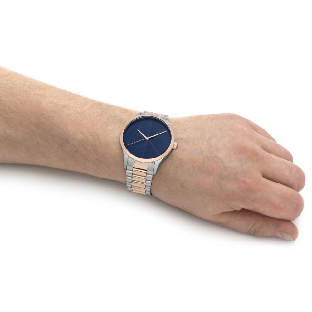 Calvin Klein Blue Dial Two-Tone Stainless Steel Strap Unisex Watch 25200165