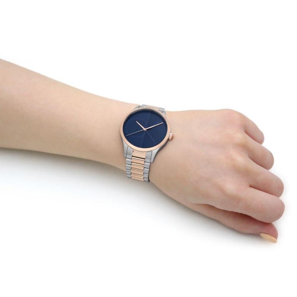 Calvin Klein Blue Dial Two-Tone Stainless Steel Strap Unisex Watch 25200165