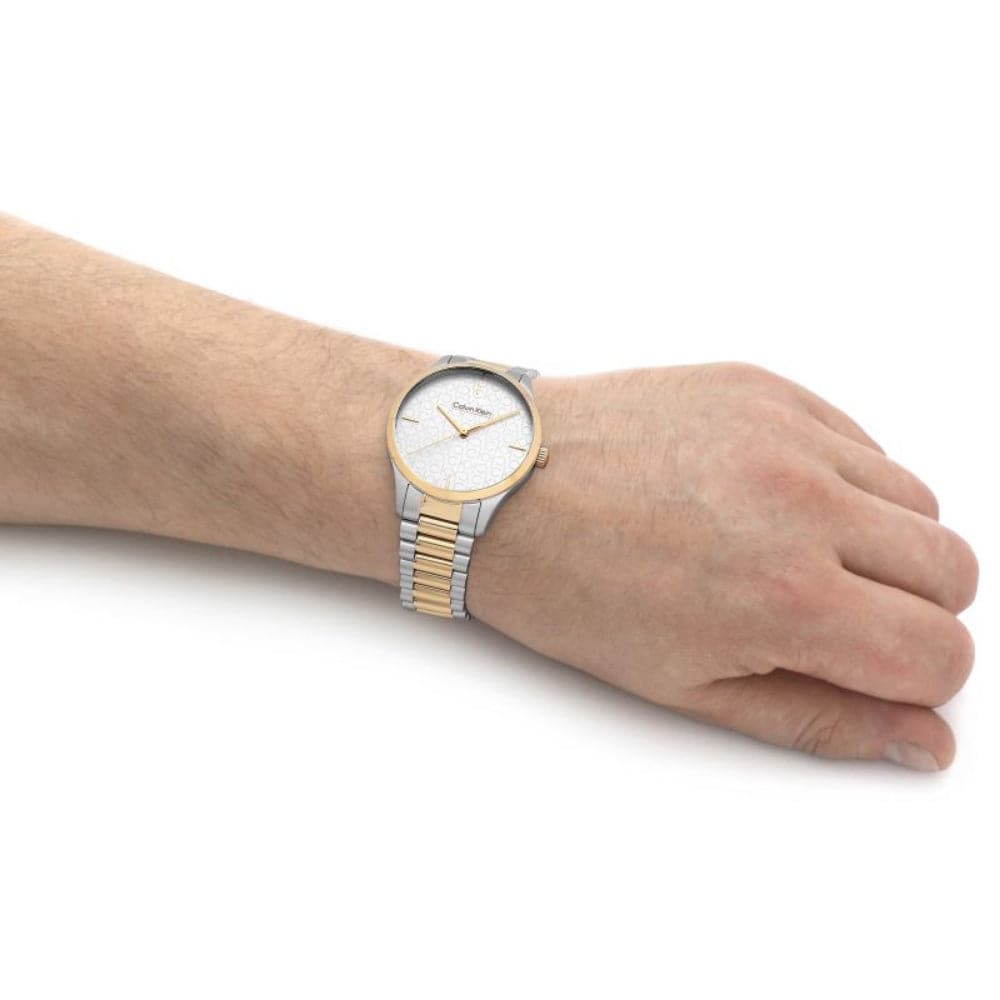 Calvin Klein White Dial Two-Tone Stainless Steel Strap Unisex Watch 25200167