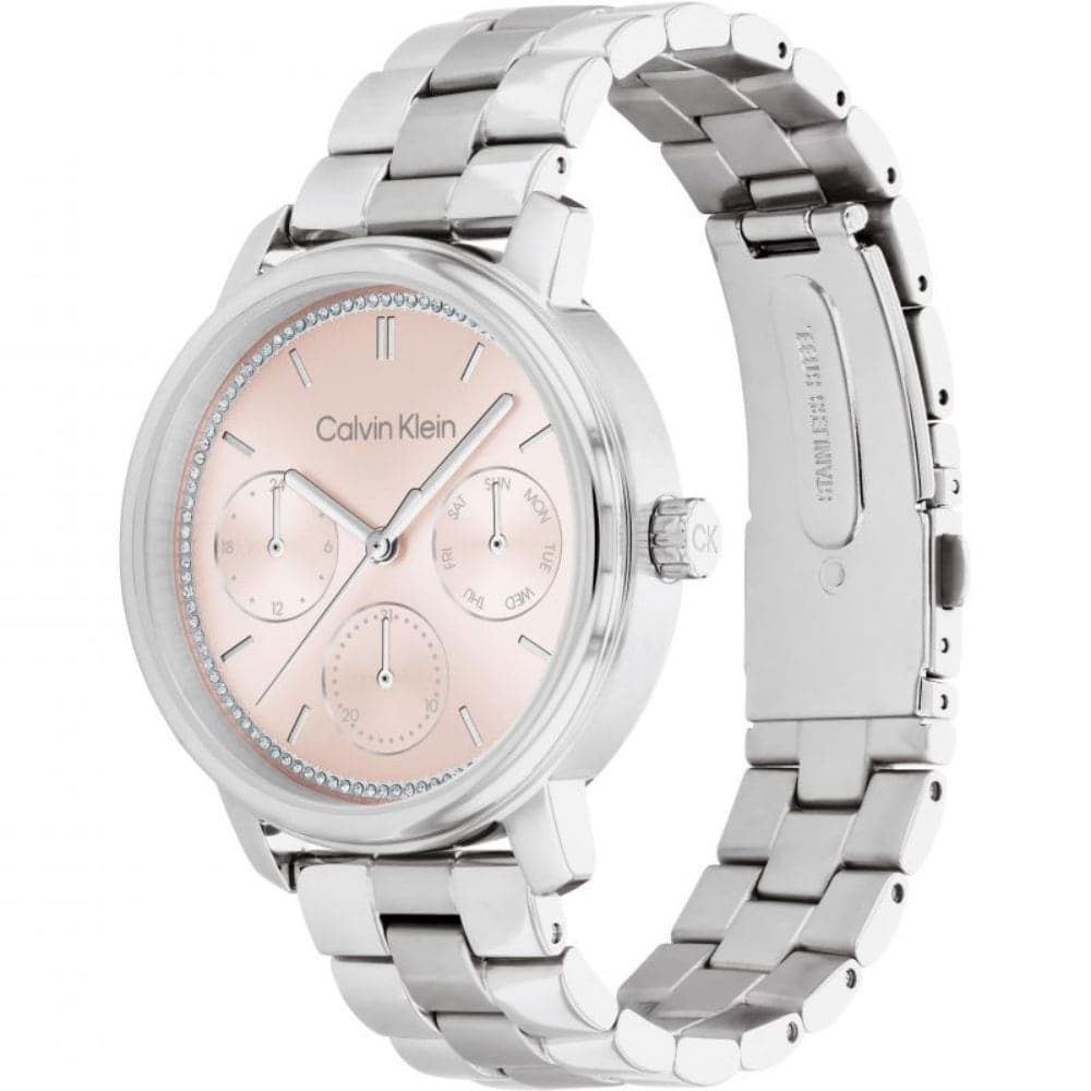 Calvin Klein Chronograph Pink Dial Silver Stainless Steel Strap Women Watch 25200176